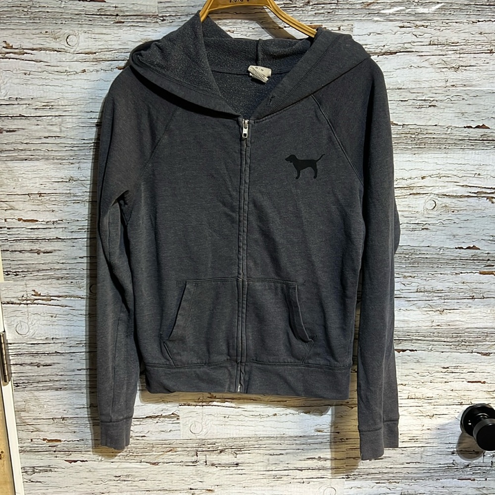 PINK Victorias Secret gray zip up hoodie size XS